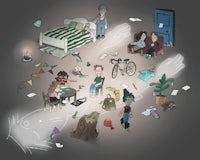 an illustration of a group of people in a room